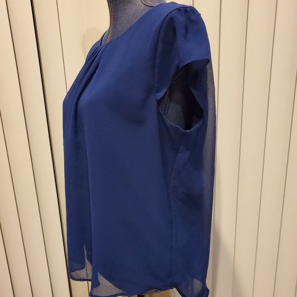 Twine & String Blue Cap Sleeve Business Casual Top Juniors Women's X-Large - Picture 4 of 8